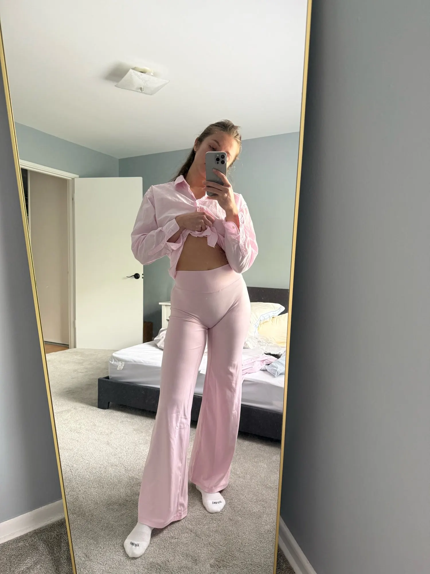 Foto de cliente — pantalón rosa polvo